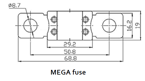 FUSE bolt-on (Mega Fuse) 125A/80V for 48V, 5 pcs
