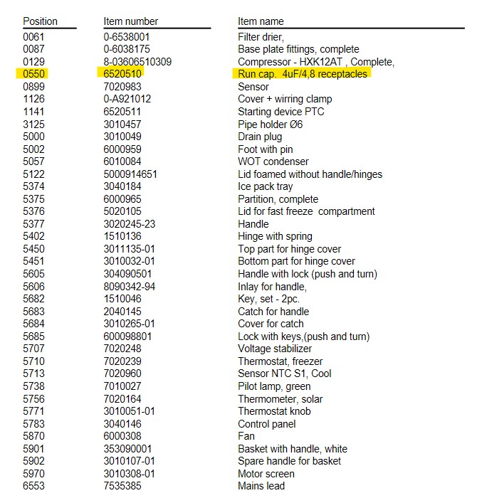 (refrigerator) RUN CAPACITOR