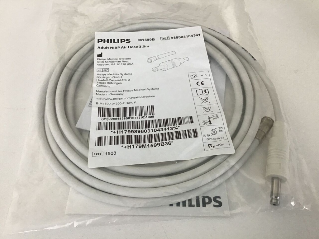 (Philips, MX400 + MMS X2/X3) NIBP CUFF TUBING ad 3m