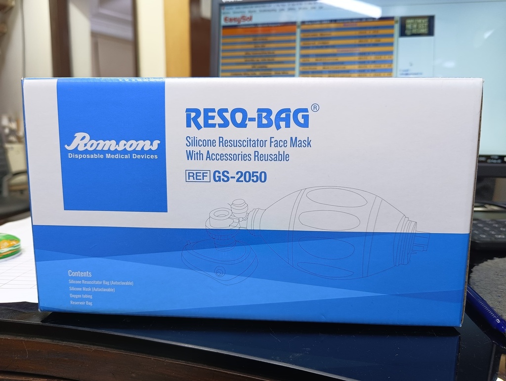 RESUSCITATOR MANUAL, neonate + silicone mask + O2 reservoir