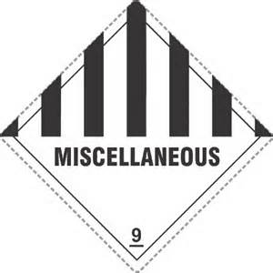 ETIQUETTE produit dangereux, classe 9, divers