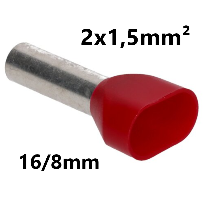 EMBOUT DE CABLE isolé, 2x1,5mm², 16/8mm