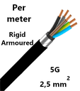 CABLE rigide, 5x2,5mm², armé, le mètre