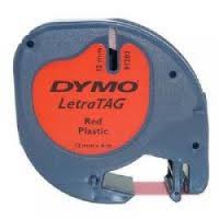 (Dymo LetraTag) RUBAN (91203) plast., 12mmx4m, rouge, roul.