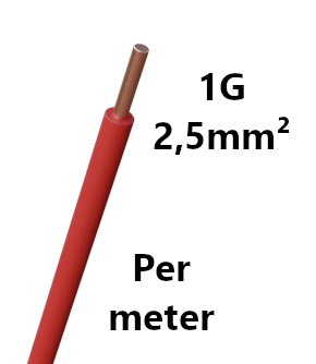 WIRE rigid, copper, 2.5mm², red, per metre
