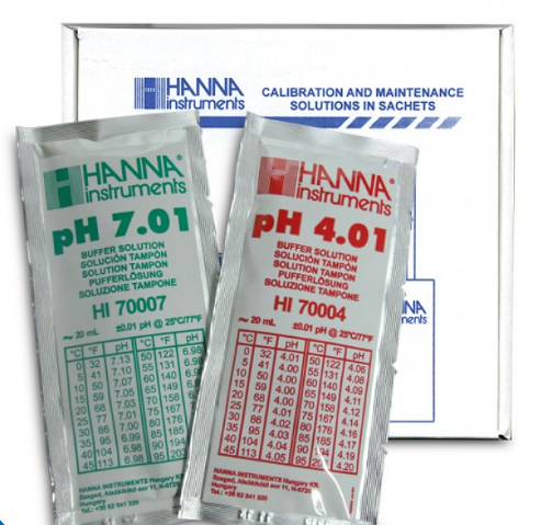 SOLUTION TAMPON (Hanna HI 77400 P) pH 4,01 + 7,01, 5x20ml