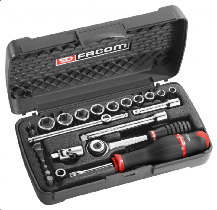 SOCKET & BIT SET metric, 1/4", 26 pce, R.425AP