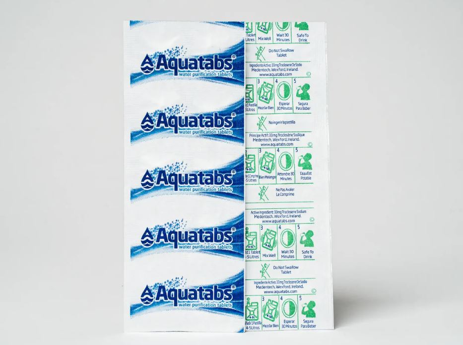 CHLORINE, 40mg, NaDCC 67mg, for 10l water disinfection, tab