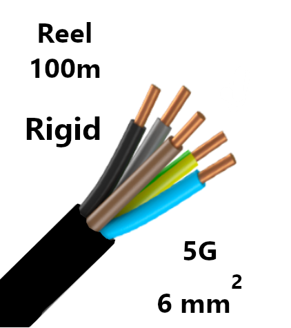 CABLE rigid, 5G6mm², reel of 100m