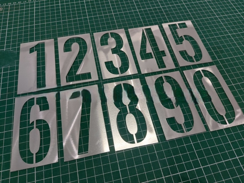 STENCIL PLATES, aluminium, 10 numbers, 100mm