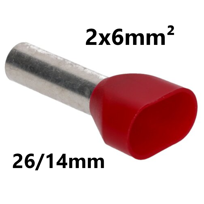 CABLE END SLEEVE insulated, 2x6mm², 26/14mm