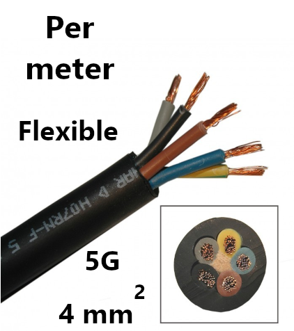 CABLE souple, caoutchouc, 5G4mm², le mètre