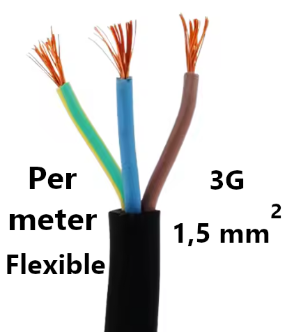 CABLE flexible, rubber, 3G1,5mm², per metre
