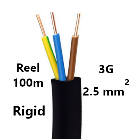 CABLE rigide, 3G2,5mm², gaine extérieure PVC, bobine 100m