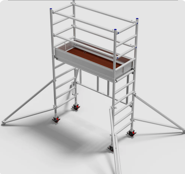 SCAFFOLD rolling tower, 1.6x0.7x2.9m, working height 4m