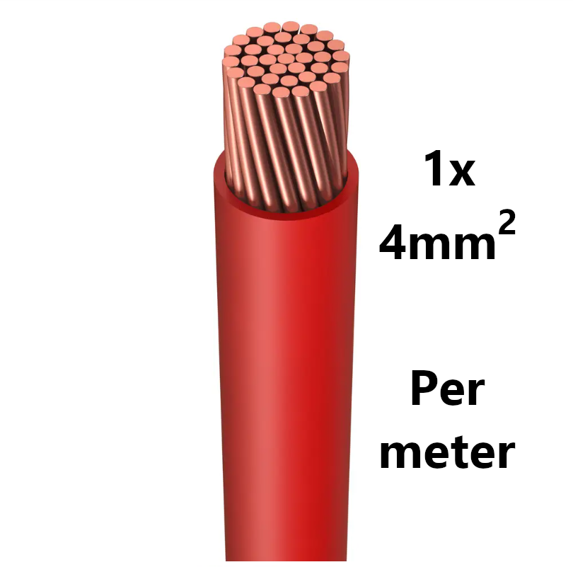 FIL DE CABLAGE souple, étamé, 4mm², rouge, le mètre
