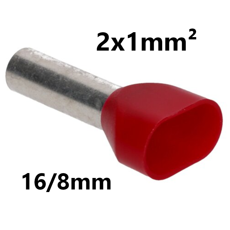 EMBOUT DE CABLE isolé, 2x1mm², 16/8mm