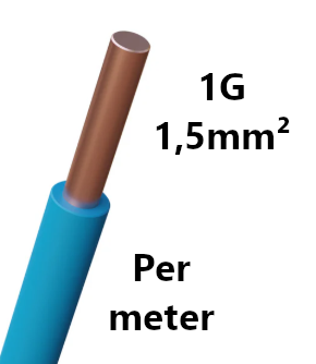 WIRE rigid, copper, 1.5mm², blue, per metre