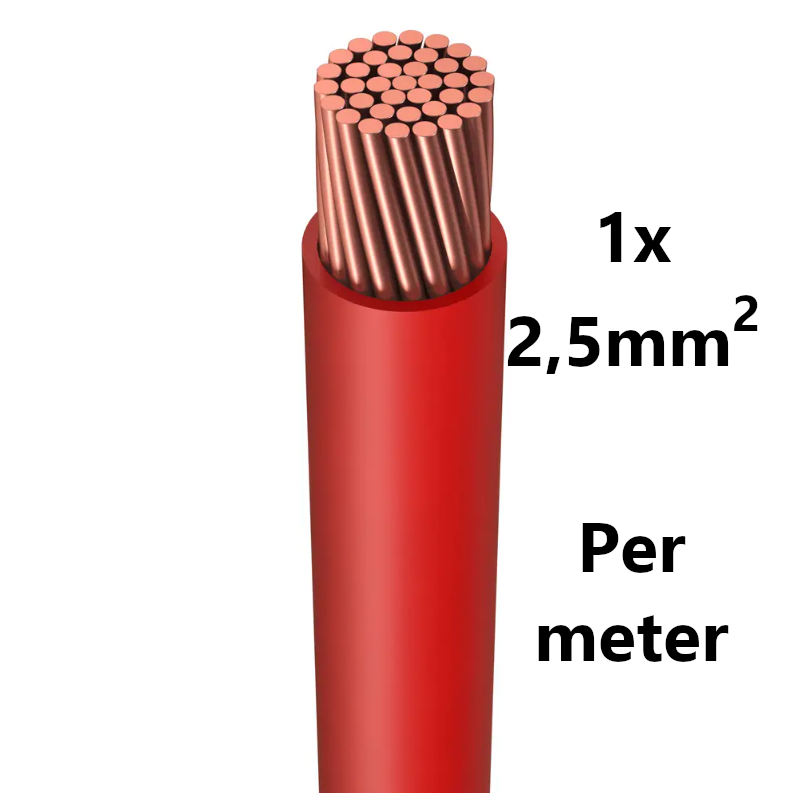 FIL DE CABLAGE souple, étamé, 2,5mm², rouge, le mètre