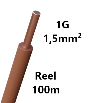 FIL DE CABLAGE rigide, cuivre, 1,5mm², brun, bobine 100m
