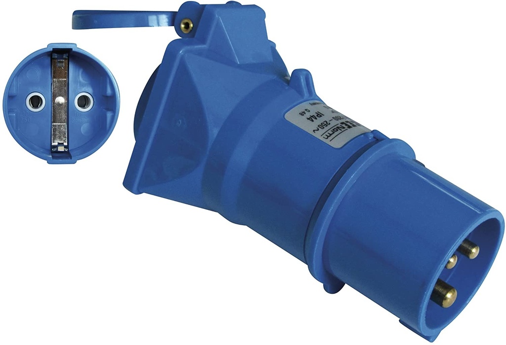 ADAPTER PLUG, M:CEE 3P 16A 230V/F:type F/Schu. 16A 230V,IP44