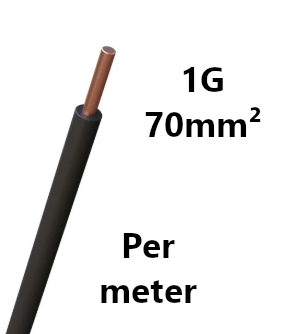 WIRE rigid, copper, 70mm², black, per metre