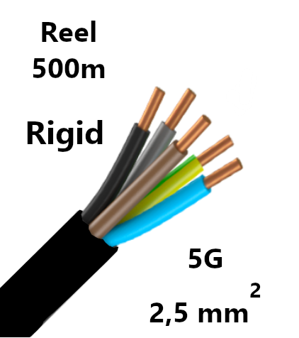 CABLE rigid, 5G2,5mm², reel of 500m