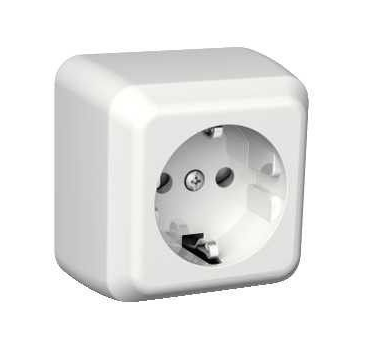 SOCKET single, 2P+E/16A, surface mounting, EUR std.