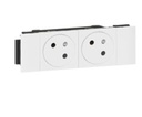(Mosaic) SOCKET double, 2P+E, type E/FR, white, soluclip