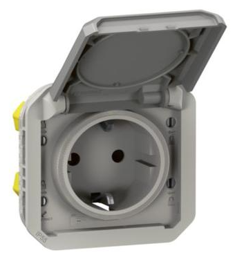 PRISEx1(Plexo)2P+T/16A Sch. ss sup. brancher horiz. IP55 gr.