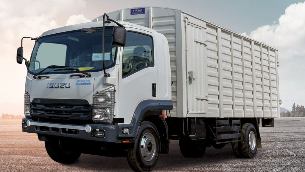 TRUCK 4x4 (ISUZU FTS34L) enclosed steel body, dual axle, RHD