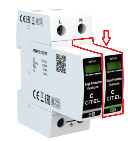 (surge protection T1+2) CARTRIDGE (Citel MDAC1-25G) for N-PE