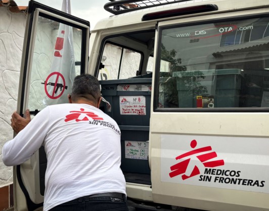 T-SHIRT MSF long sleeves, cotton, size L, Spanish, white