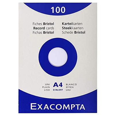 INDEX CARD, A4, bristol, white, squared, pack of 100