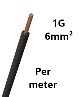 WIRE rigid, copper, 6mm², black, per metre