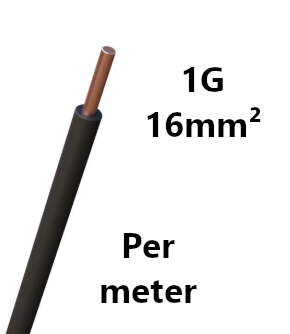 FIL DE CABLAGE rigide, cuivre, 16mm², noir, le mètre