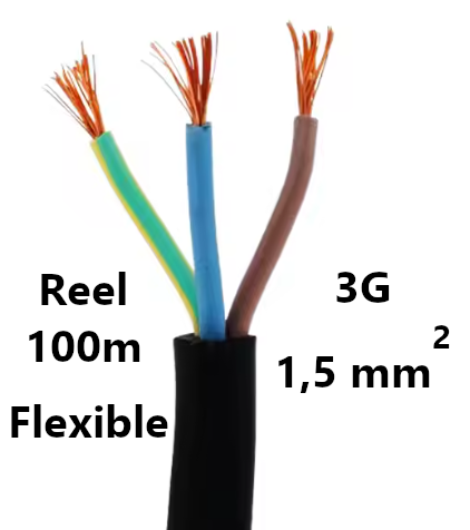 CABLE flexible, 3G1.5mm², reel of 100m