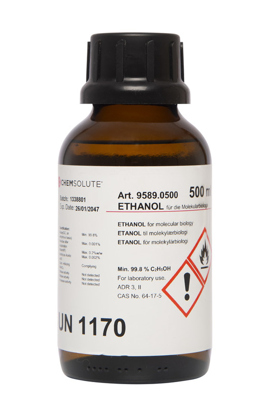 ETHANOL, qualité moléculaire, >99.8%, 250 ml bot.