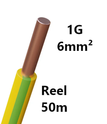 [PELECABW06RGF] FIL DE CABLAGE rigide, cuivre, 6mm², vert/jaune, bobine 50m