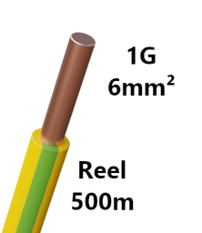 [PELECABW06RG5] WIRE rigid, copper, 6mm², green/yellow, reel of 500m