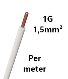 [PELECABW01RW] WIRE rigid, copper, 1.5mm², white, per metre