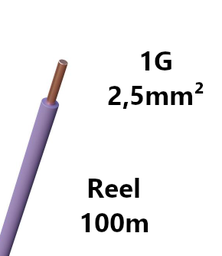 [PELECABW02RV1] WIRE rigid, copper, 2.5mm², violet, reel of 100m