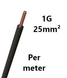 [PELECABW25RB] FIL DE CABLAGE rigide, cuivre, 25mm², noir, le mètre
