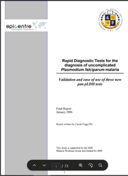 [L006MALM08E-E] Rapid diagnostic tests for uncomplicated PF malaria.