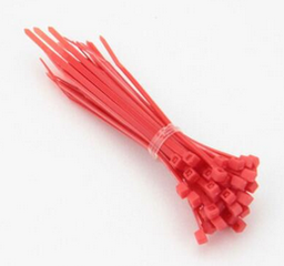 [PELEFIXAT204R] COLLIER, plastique,4x200mm,tête auto-bloquante,rouge,100 pcs