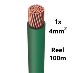 [PELECABW04FV1] WIRE flexible, tinned copper, 4mm², green, reel of 100m